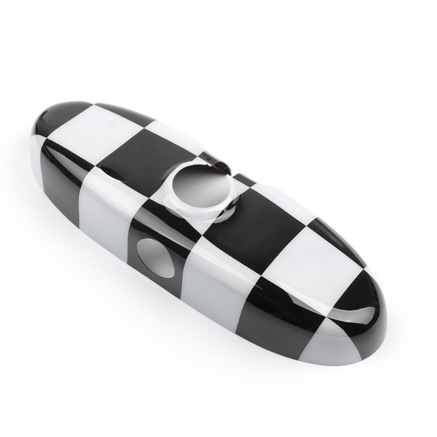 BMW MINI Cooper R55 R56 Black Checkered Pattern Rear View Mirror Cover