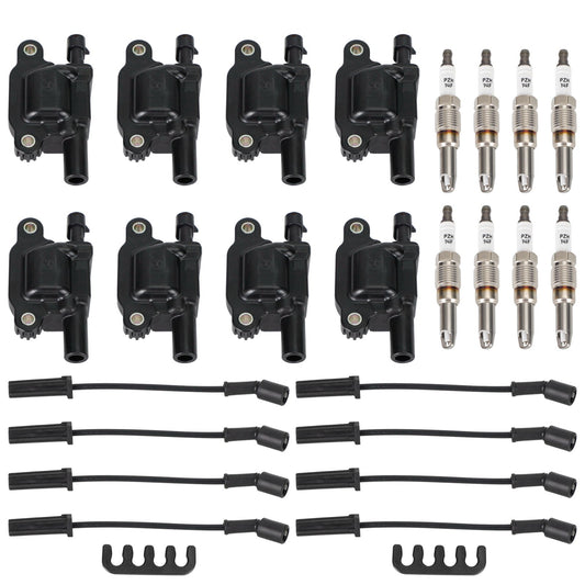 8PCS D510C E893 UF413 Square Ignition Coil+Spark Plug+Wires 12611424 For Silverado 1500 Tahoe GMC