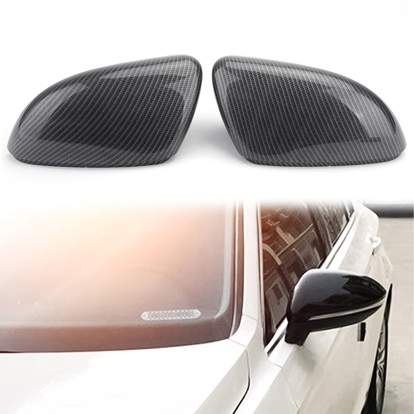 2010-2013 VW Golf MK6 Carbon Pair Side Mirror Cover Cap Replacement 5K0857537