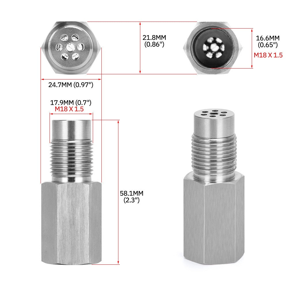 O2 Sensor Eliminator Adapter Oxygen Sensor Simulator Extender Catalytic Converter CEL Spacer with Mini CAT