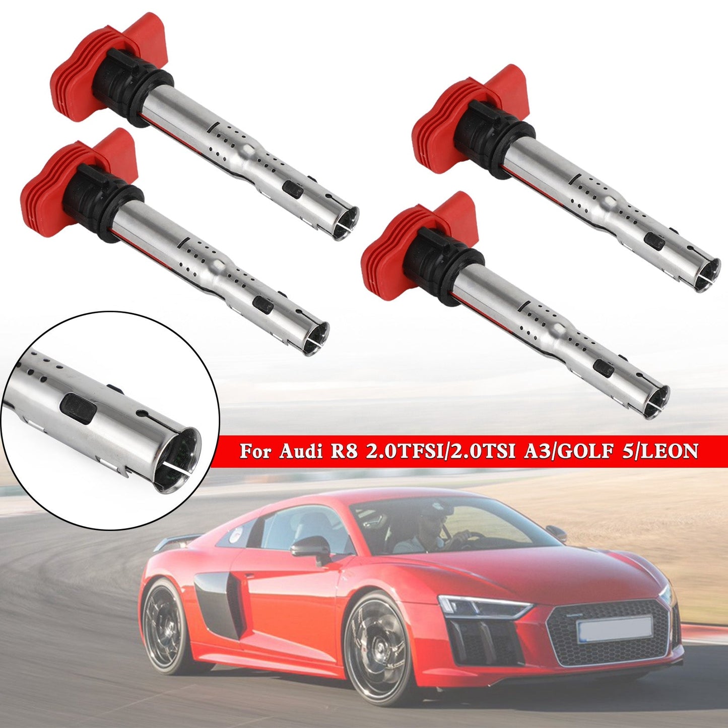 4PCS Ignition Coil Packs Set 06E905115E 95860210200 Fit Audi R8 2.0TFSI/2.0TSI A3/GOLF 5/LEON