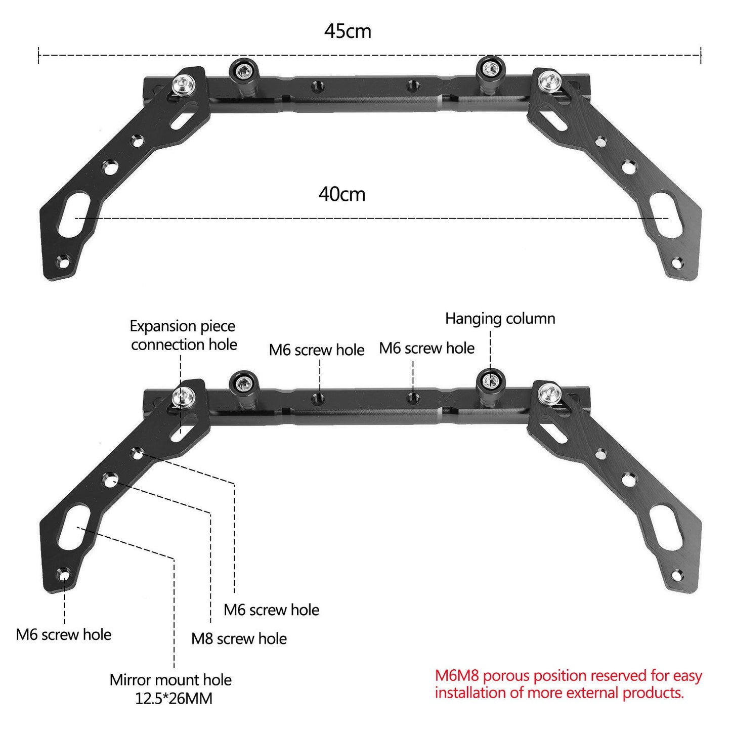 Cnc Adjustable Balance Cross Handle Bar Aluminum Lever Black Fits For Motor