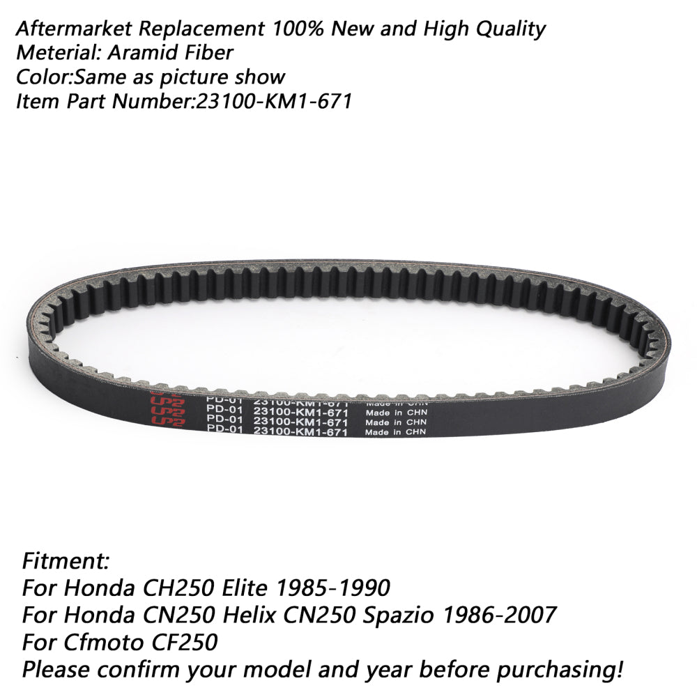 Transmission Belt Premium Drive Belt 23100-KM1-671 For Honda CH250 Elite CN250 Helix Spazio