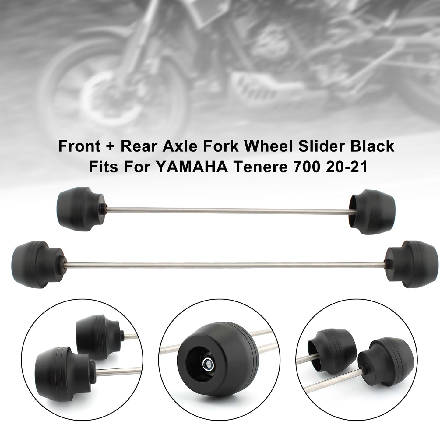 Front + Rear Axle Fork Wheel Slider Cnc Black Fits For Yamaha Tenere 700 20-21