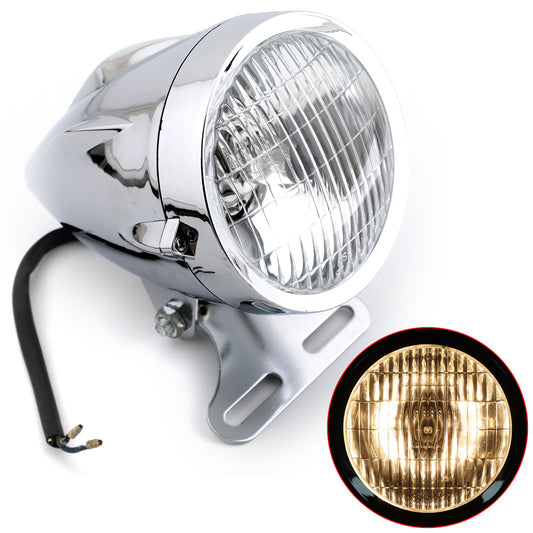 Chrome Bullet Headlight Lamp 4 3/4" Motorcycle For Chopper Bobber Custom