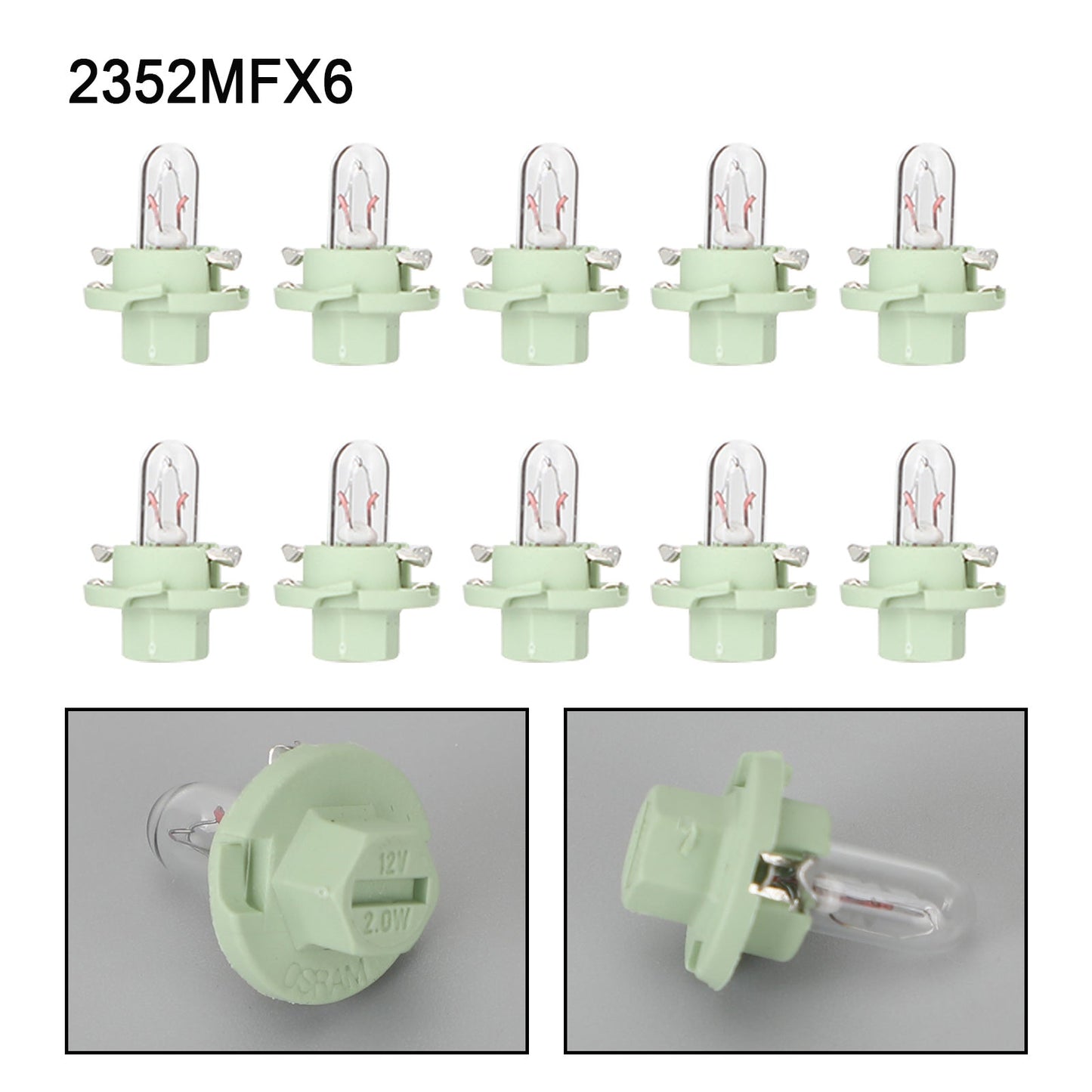 10x For OSRAM Car Original Instrument Lights 2352MFX6 12V 2W BX8.4d