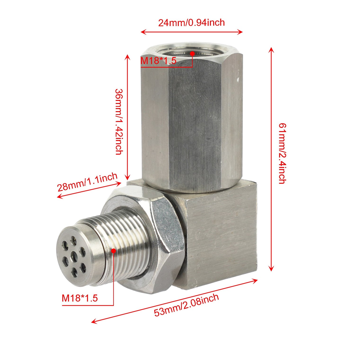 90Degree O2 Sensor Spacer Check Engine Light CEL Bung Mini Oxygen Catalytic Converter Champoo