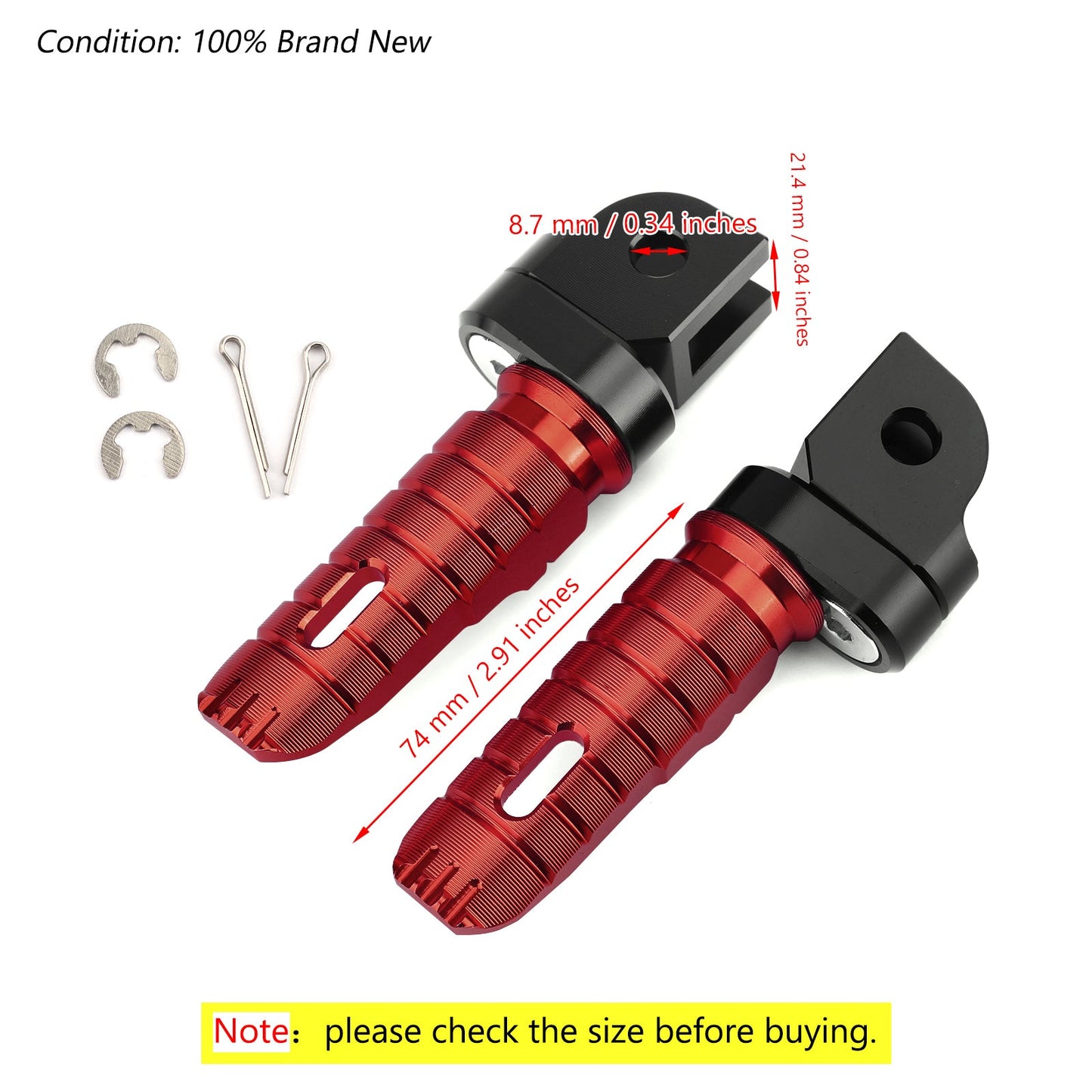 Front Footrests Foot Peg for HONDA CB125R CBR250RR CBR1000RR CB600F CB1100/RS/SX Red