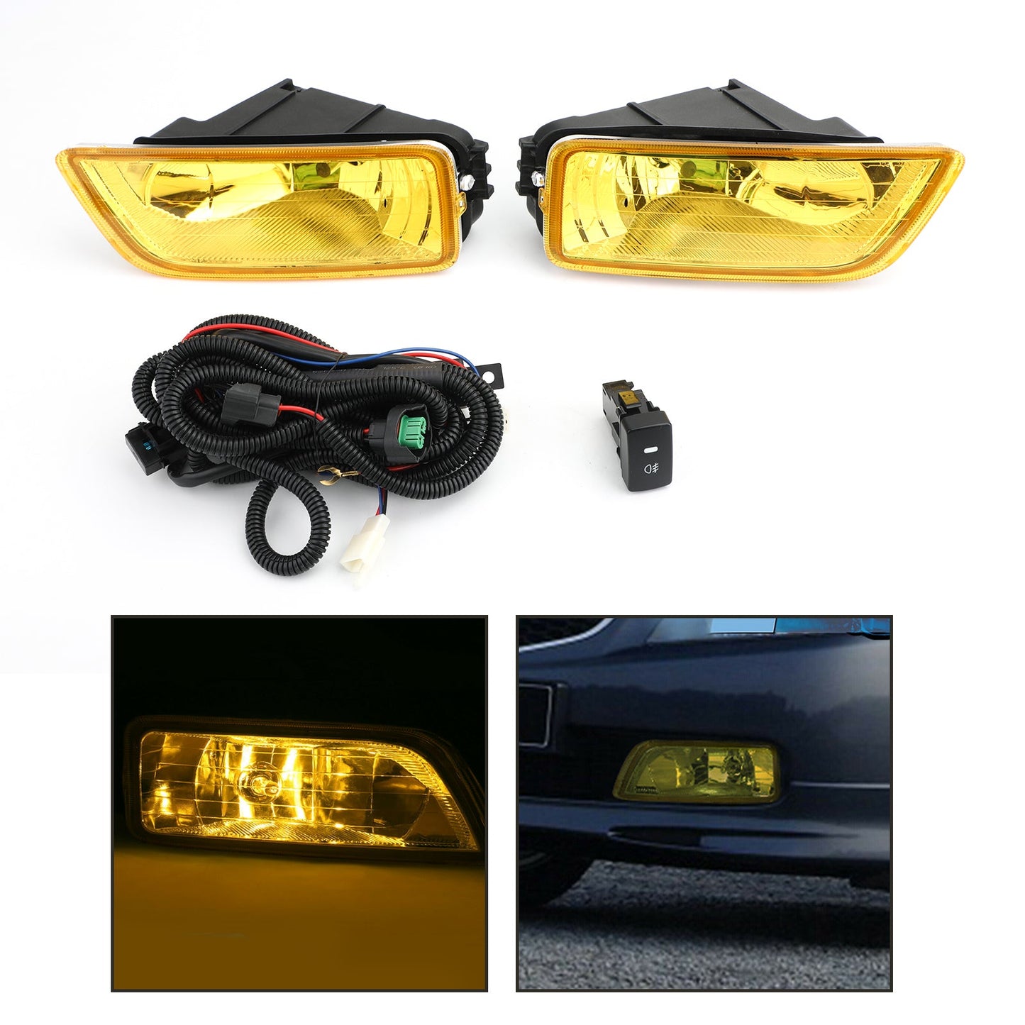 Generic Yellow Lens Fog Lights + Switch For 2003-2007 Honda Accord / 2004-2008 Acura TL