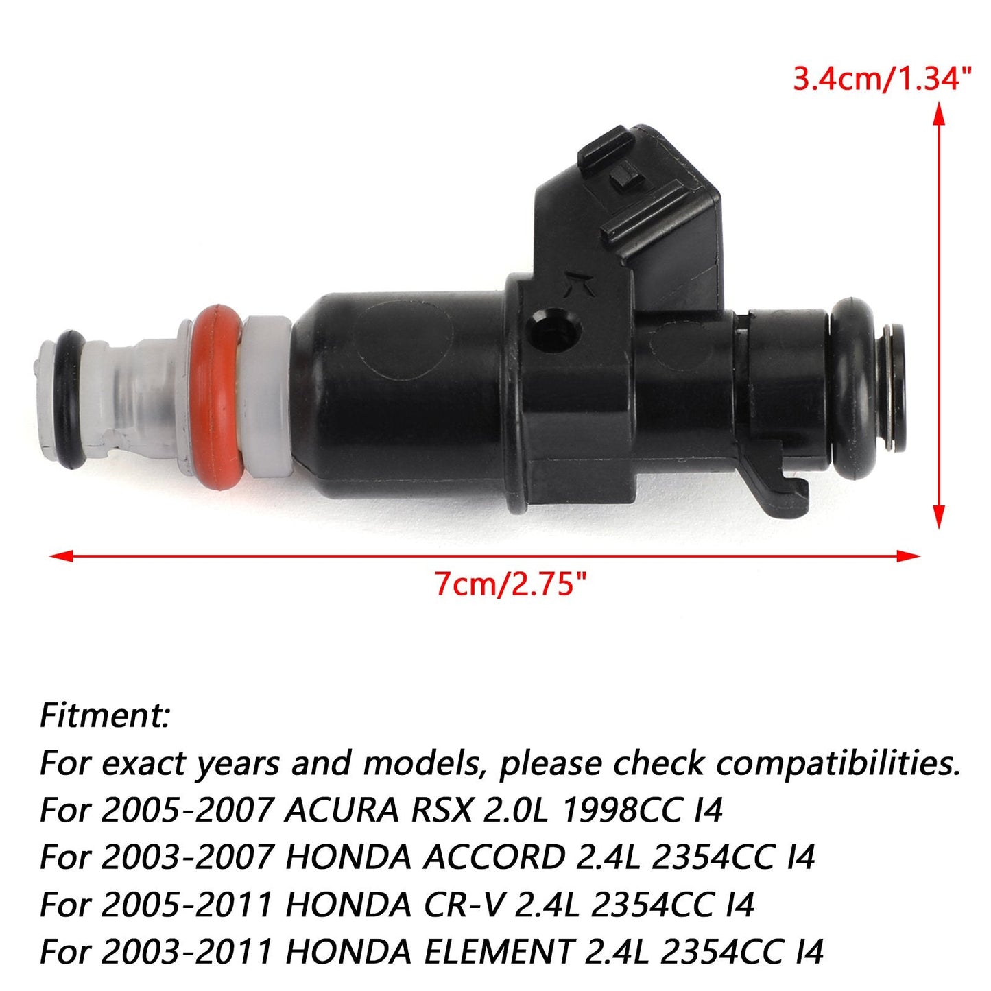 1PCS Fuel Injector 2003-2007 Honda Accord 2.4L 16450RAAA01 16450-RAA-A01