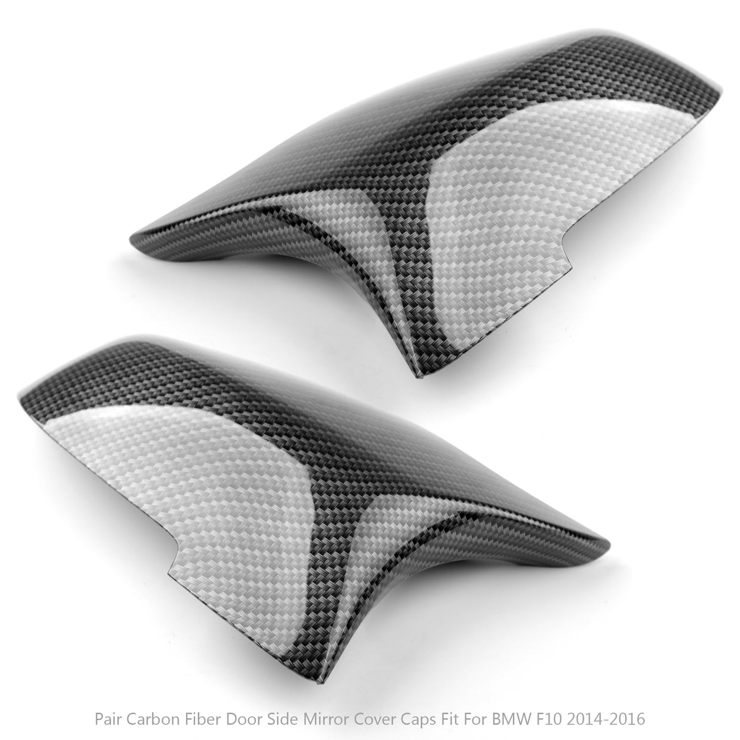 Pair Carbon Fiber Side Rear View Mirror Cover Caps For BMW F10 F18 2014-2016