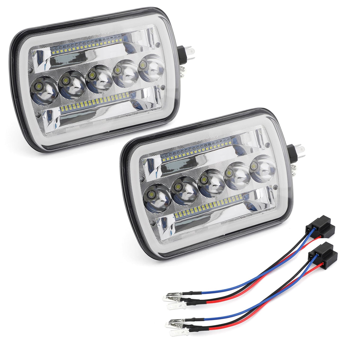 Pair 7x6"LED Headlight Hi/Lo Beam DRL For Chevy Express Cargo Van 1500 2500 3500