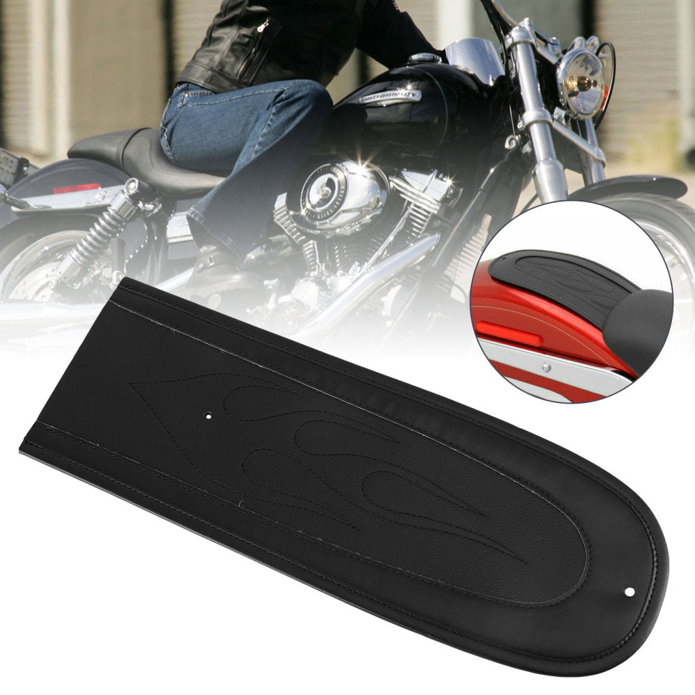 Black Flame Stitch PU Leather Rear Seat Fender Bib Fit For Dyna Super Glide