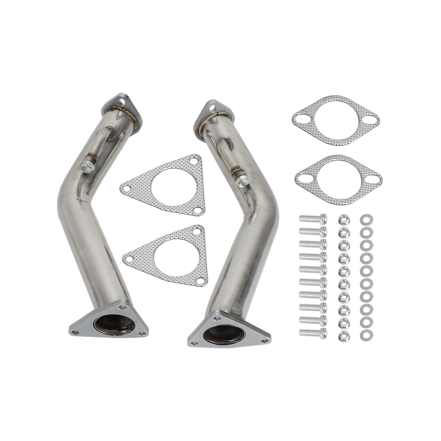 2.5" Exhaust DownPipe Polished Stainless Steel For Nissan 370Z Infiniti G37 Q50 Q60 Test Pipes Champoo