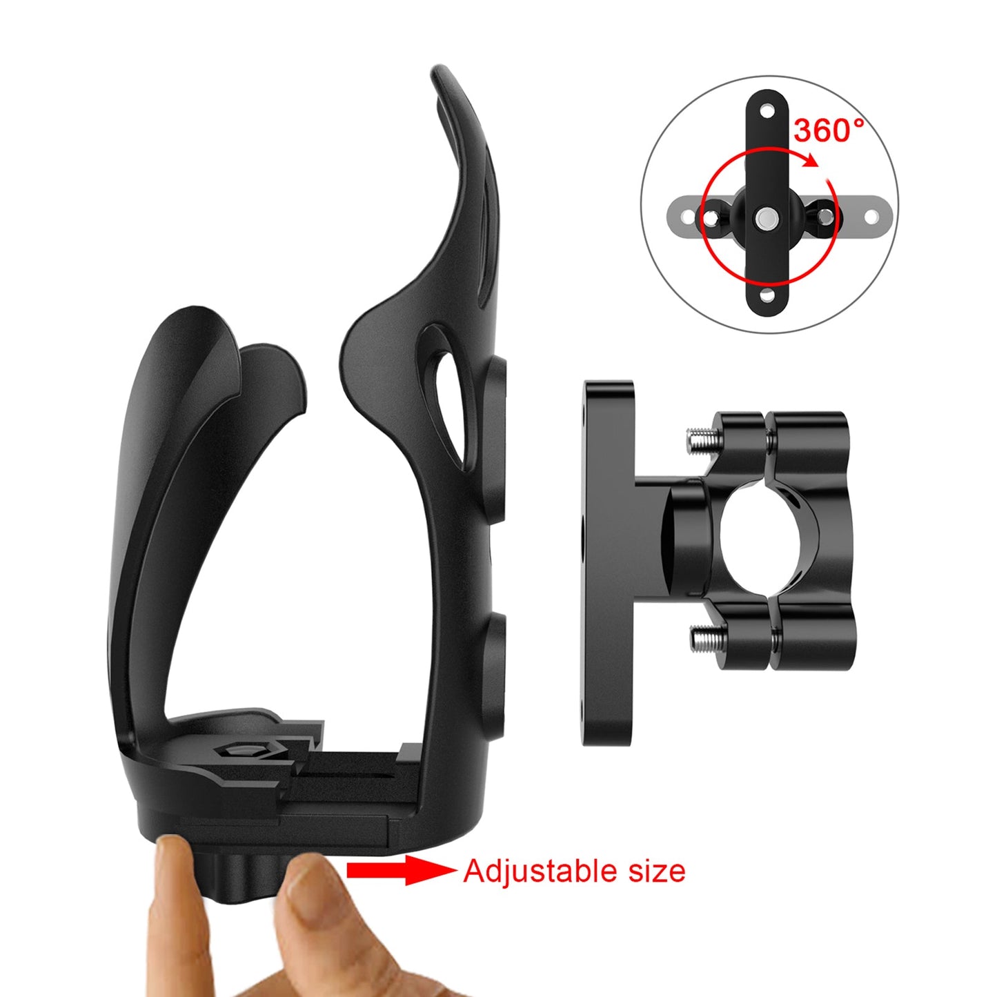 Motor Adjustable Handlebar Cup Holder Bottle Mount Bracket For Atv Scooter BlackC