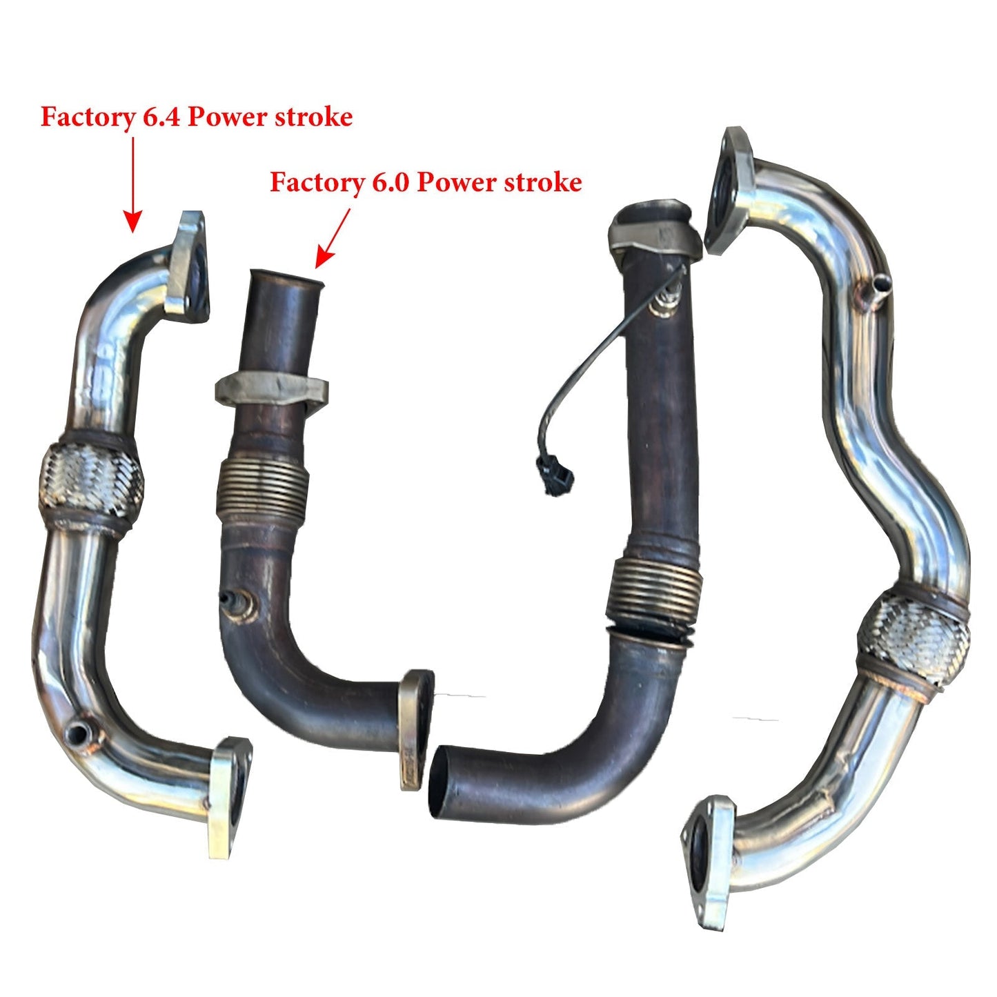 2008-2010 Ford 6.4L Powerstroke Diesel Exhaust Up-Pipe Heavy Duty Polished NO EGR