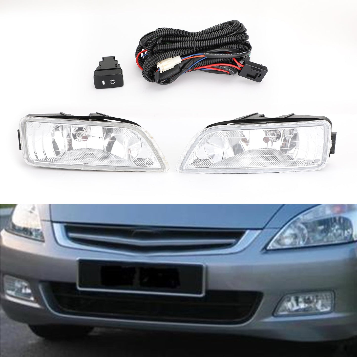 2003-2007 Honda Accord/2004-2008 Acura TL Clear Lens Fog Lights + Switch