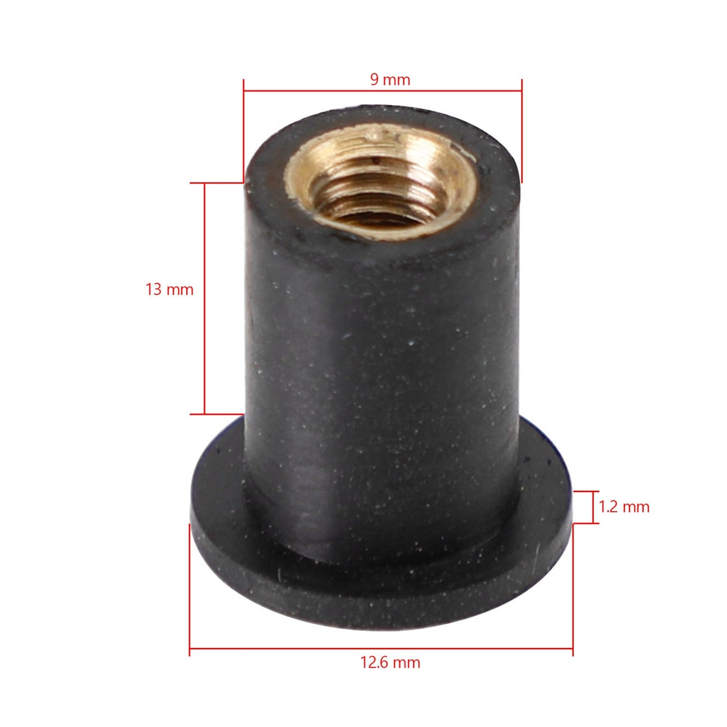 M5 Rubber Well Nuts Wellnuts for Fairing & Screen Fixing Pack of 10 - 10mm Hole