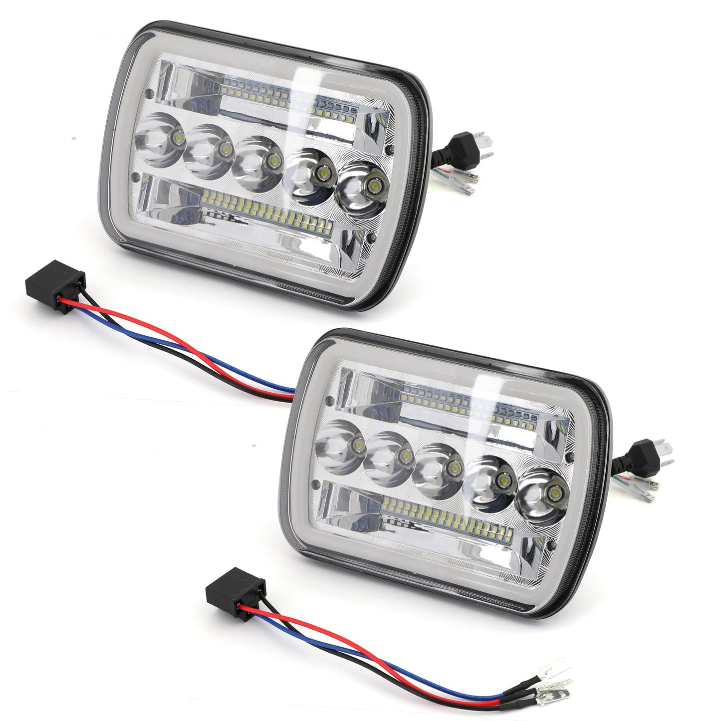 Pair 7x6"LED Headlight Hi/Lo Beam DRL For Chevy Express Cargo Van 1500 2500 3500