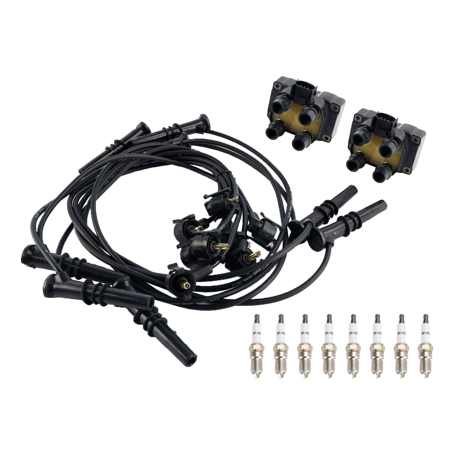 1995-1997 Lincoln Continental V8 4.6L 2 Ignition Coil Pack 8 Spark Plugs and Wire Set FD487 DG530