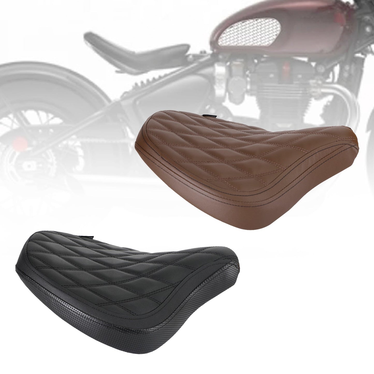 Front Driver Raider Seat Pillion Cushion Diamond For Tr Bobber 17-22 2020 2021 Brown