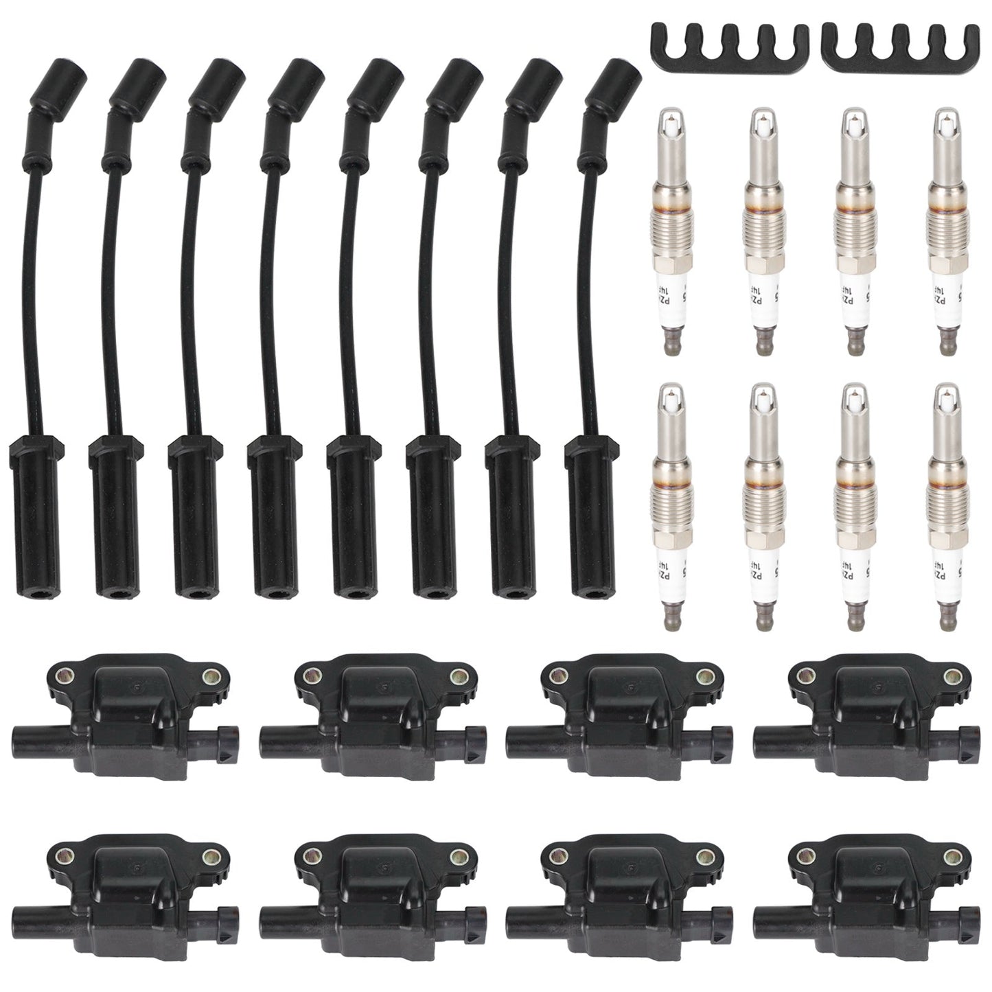 2008-2016 Chevrolet Silverado 3500HD 6.0L-V8 8PCS Square Ignition Coil+Spark Plug+Wires 12611424 8125706160 D510C UF413 12570616