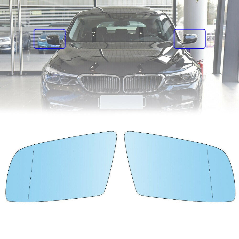 2003-2010 BMW 5-Series E60 Sedan(Do not fit M5) Left+Right Side Heated Blue Door Mirrors Glasses 51167065081 51167065082