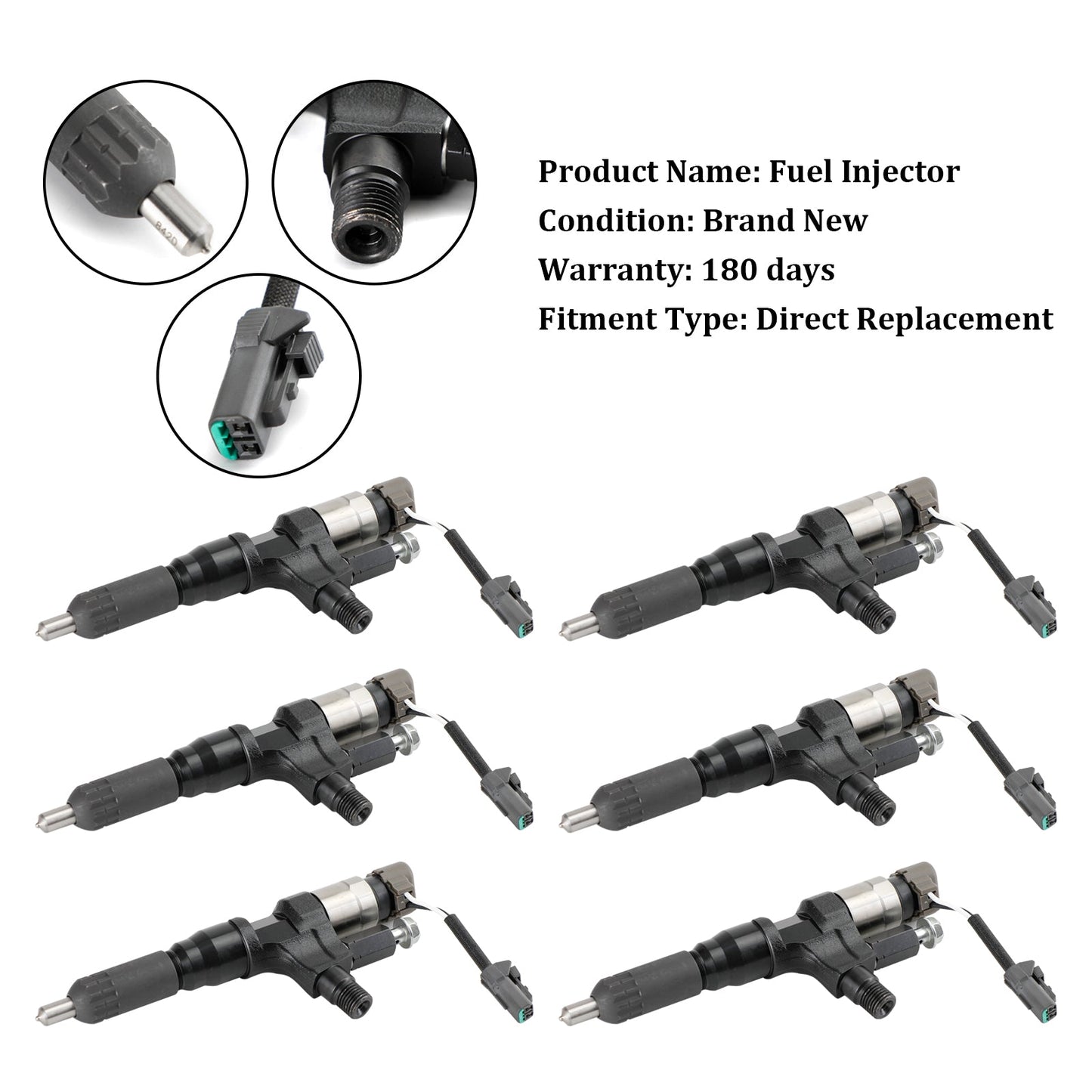 Hino 3.8L 4.7L 5.0L 6.5L 7.7L 6PCS Fuel Injectors 095000-6593 CB84034501S 095000-6594