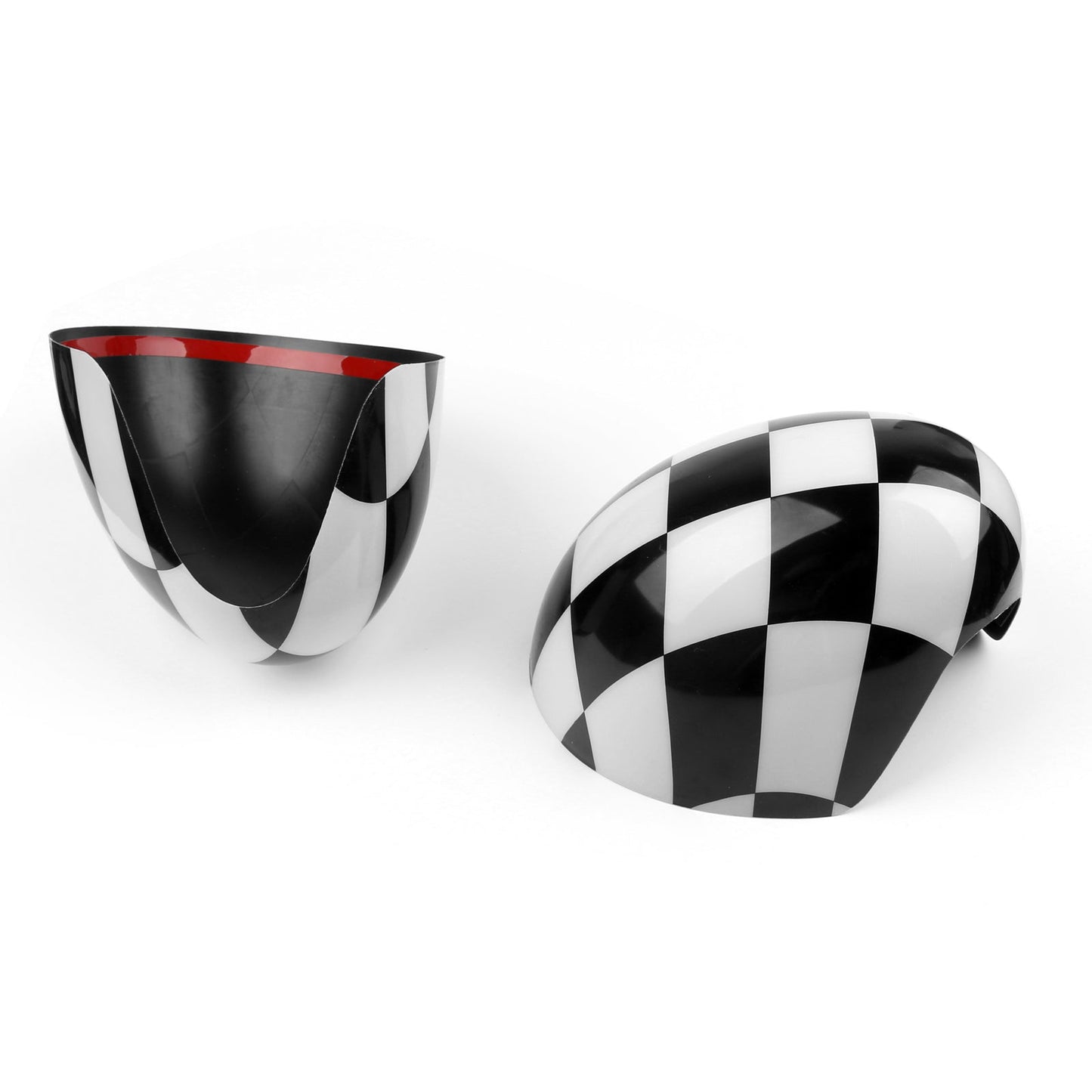 Two pieces Black/White Checkered design rear view mirror covers For Mini Cooper F55 F56 F57 F60