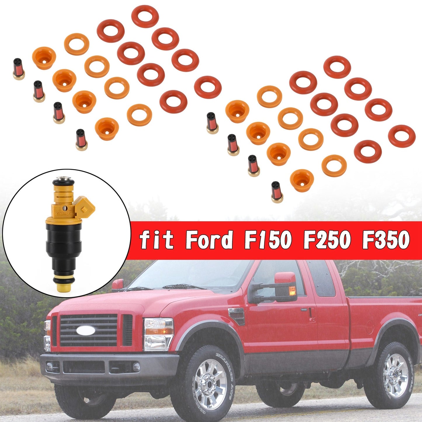 1991 Ford E-250 Econoline Club Wagon 5.8L V8 8 set Fuel Injectors Rebuild Repair Kit 0280150943 Champoo