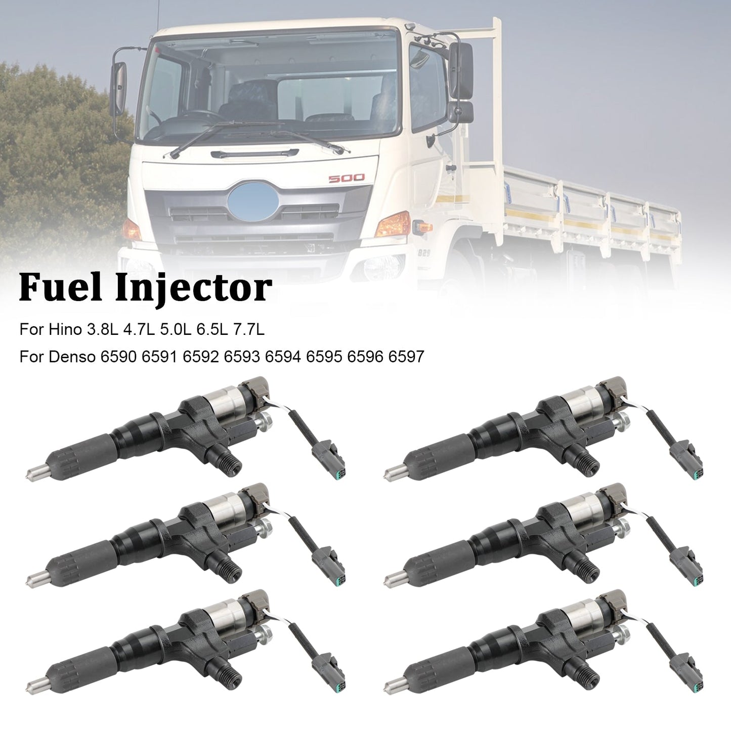 Hino 3.8L 4.7L 5.0L 6.5L 7.7L 6PCS Fuel Injectors 095000-6593 CB84034501S 095000-6594