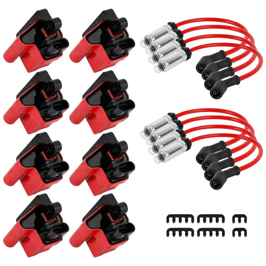 GMC SIERRA 1500 2500 1999-2007 8x D581 Square Ignition Coils Ultra High & Spark Plug Wires 3859078 12556893 12558693