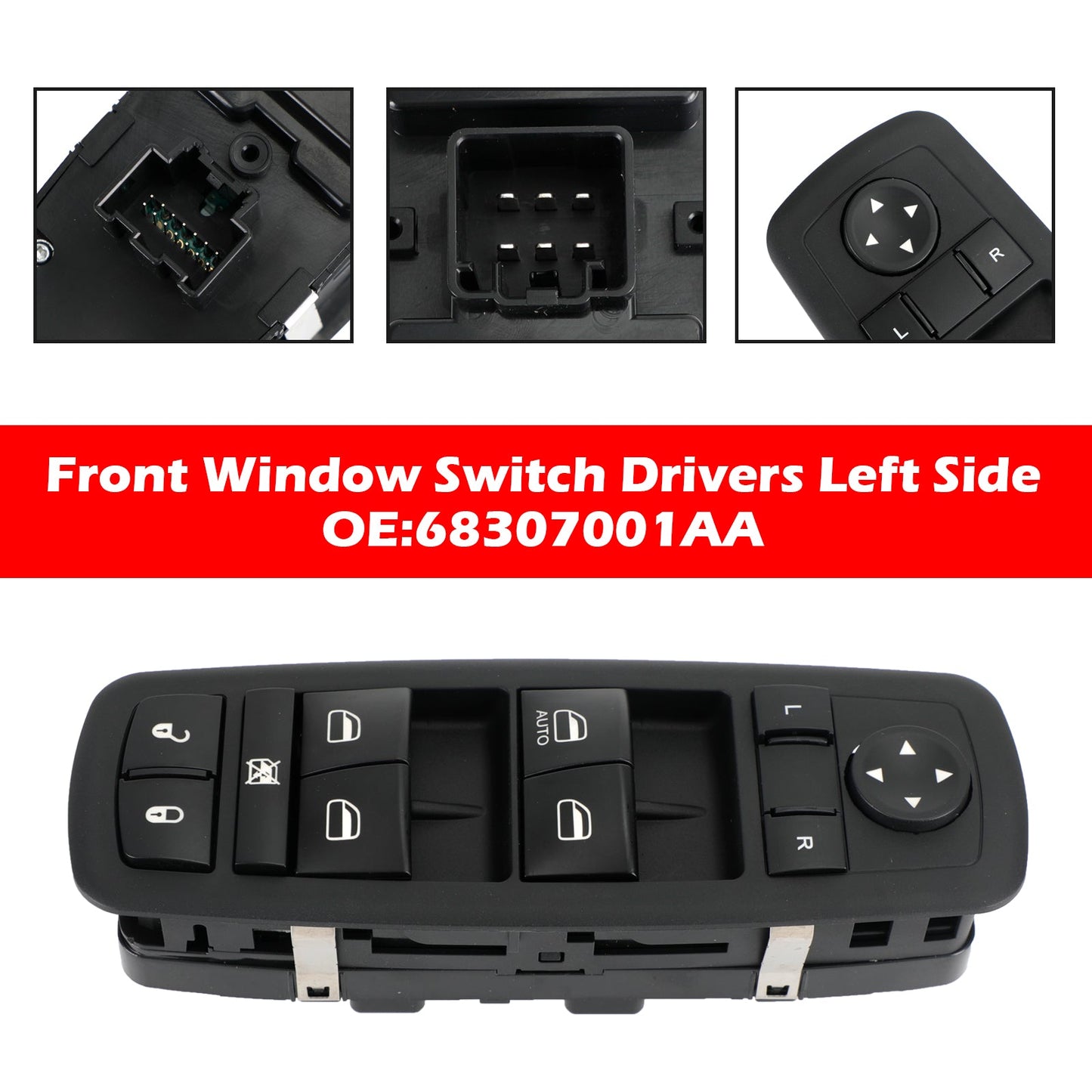 2017-2019 Dodge Journey 14+6 Pins Front Window Switch Drivers Left Side 68307001AA 68084001AB 68084001AC 68084001AD