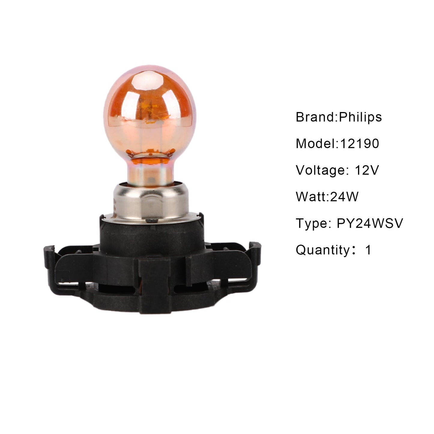 Philips Standard PY24W 12190SV 24W Amber Bulb Turn Signal Daytime Light