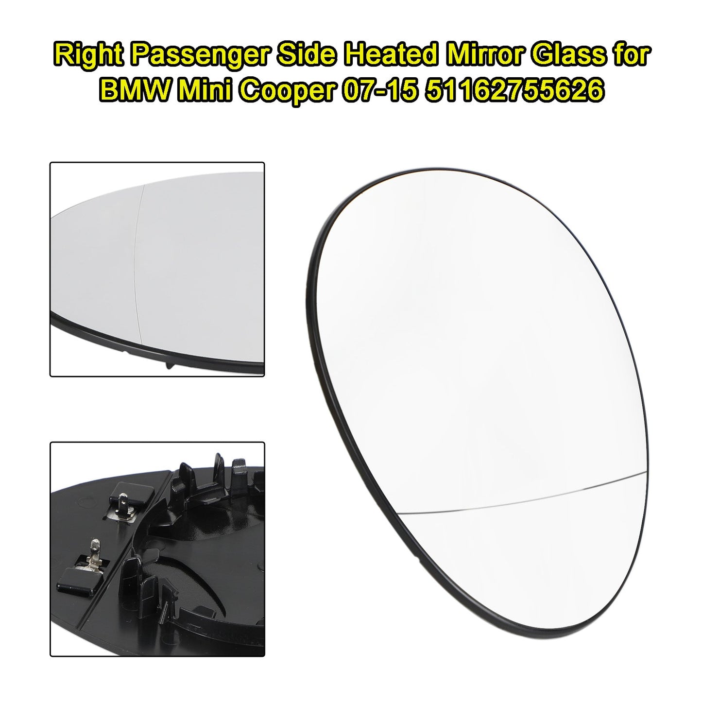 Mini R55 Clubman 07-14 Right Passenger Side Heated Mirror Glass 51162755626