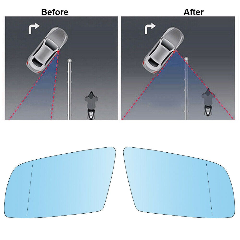 2003-2010 BMW 5-Series E60 Sedan(Do not fit M5) Left+Right Side Heated Blue Door Mirrors Glasses 51167065081 51167065082