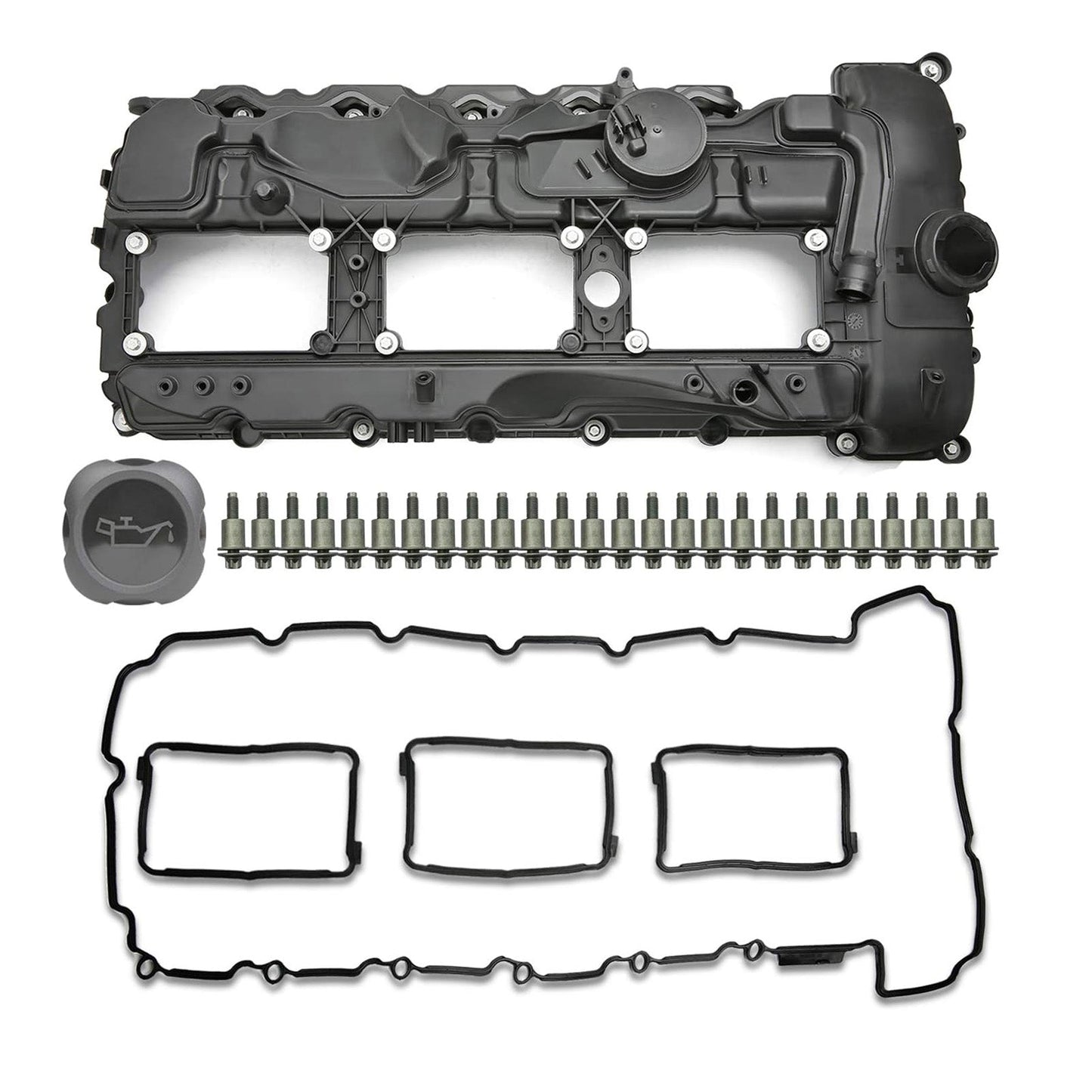 2012-2013 BMW E82/E88 135is 3.0L Turbocharged N55B30 Engine Valve Cover w / Gasket+Cap 11127570292 E346-AS