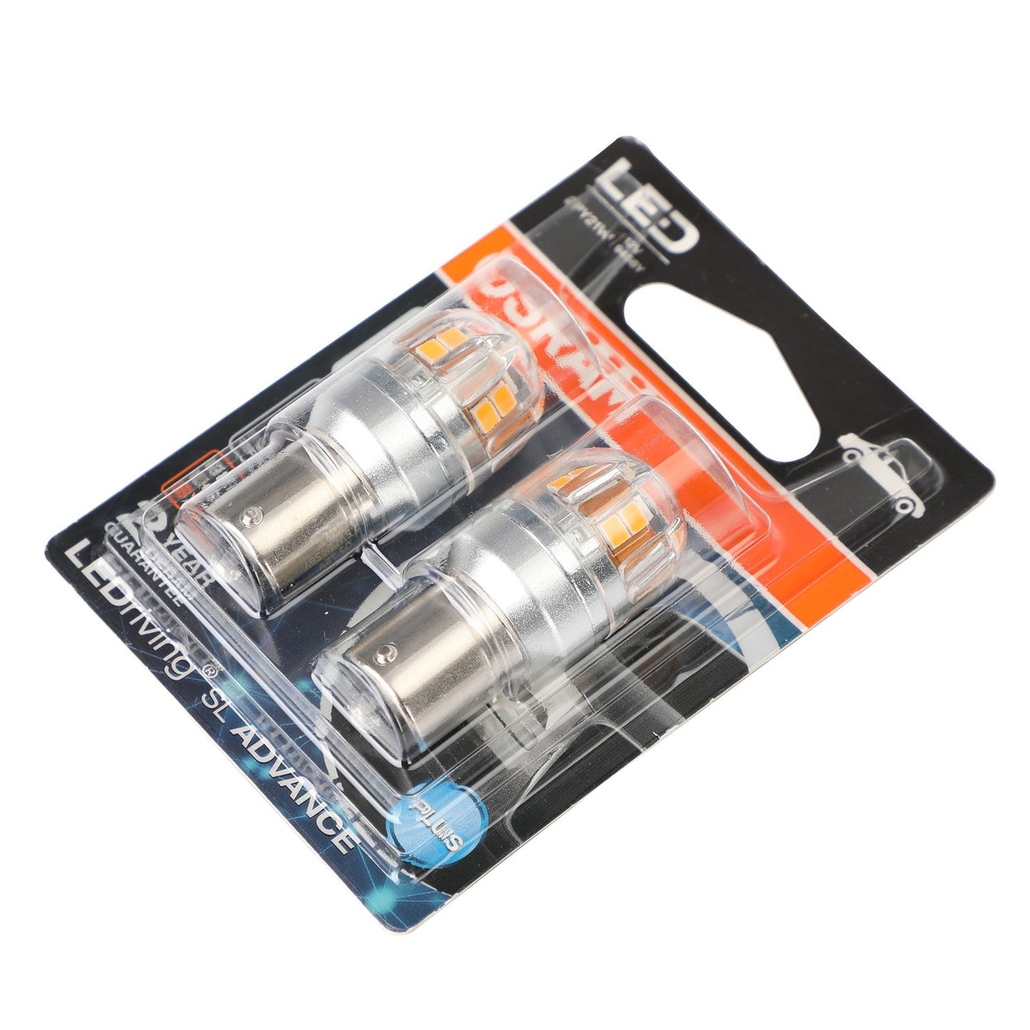 2x OSRAM 9456Y Car Auxiliary Bulbs LED PY21W 12V2.5W BAU15s