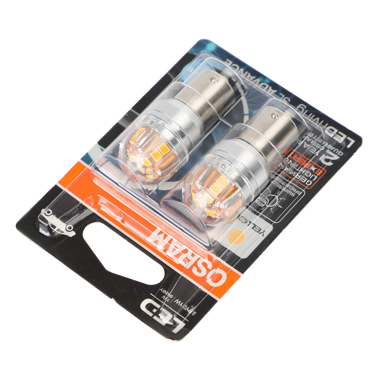 2x OSRAM 9456Y Car Auxiliary Bulbs LED PY21W 12V2.5W BAU15s