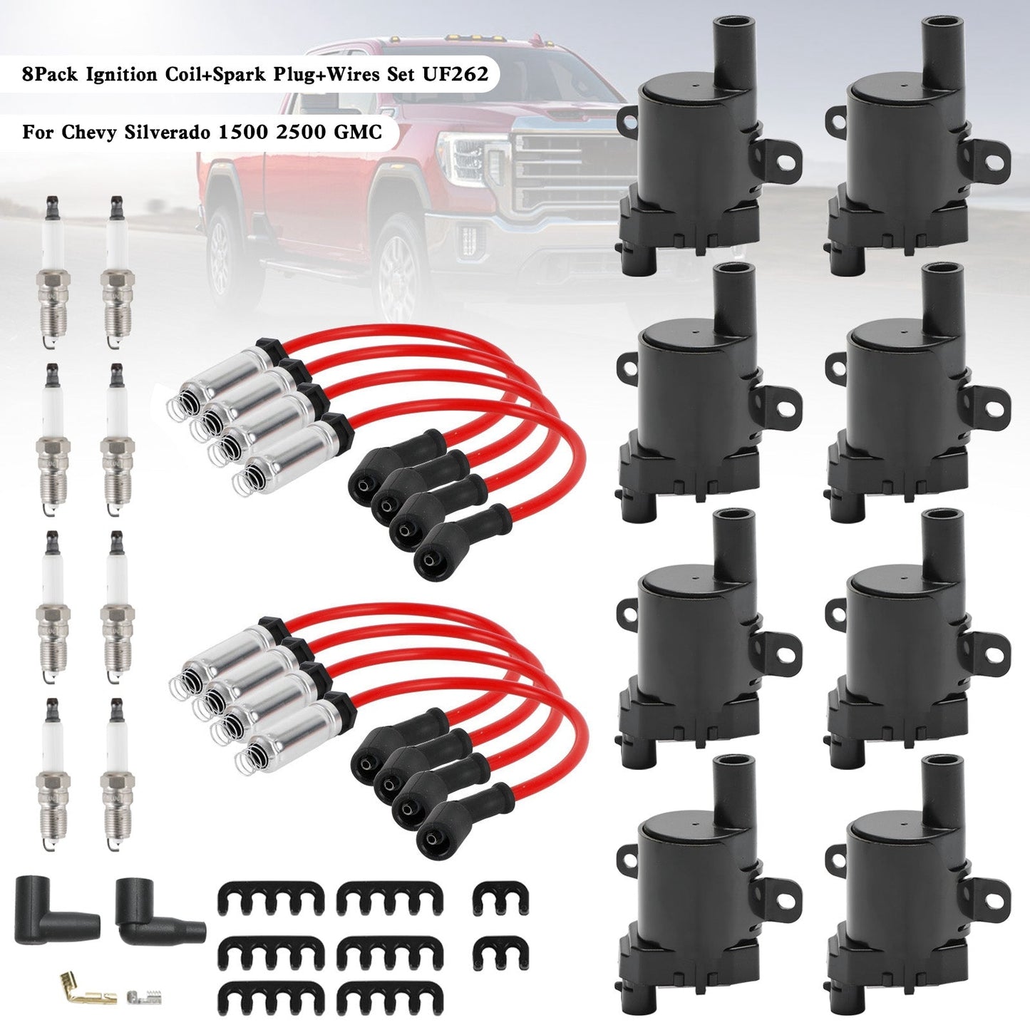 2006 GMC Sierra 2500 HD 8.1L 8Pack Ignition Coil+Spark Plug+Wires Set UF262 C1251 D585 5C1082