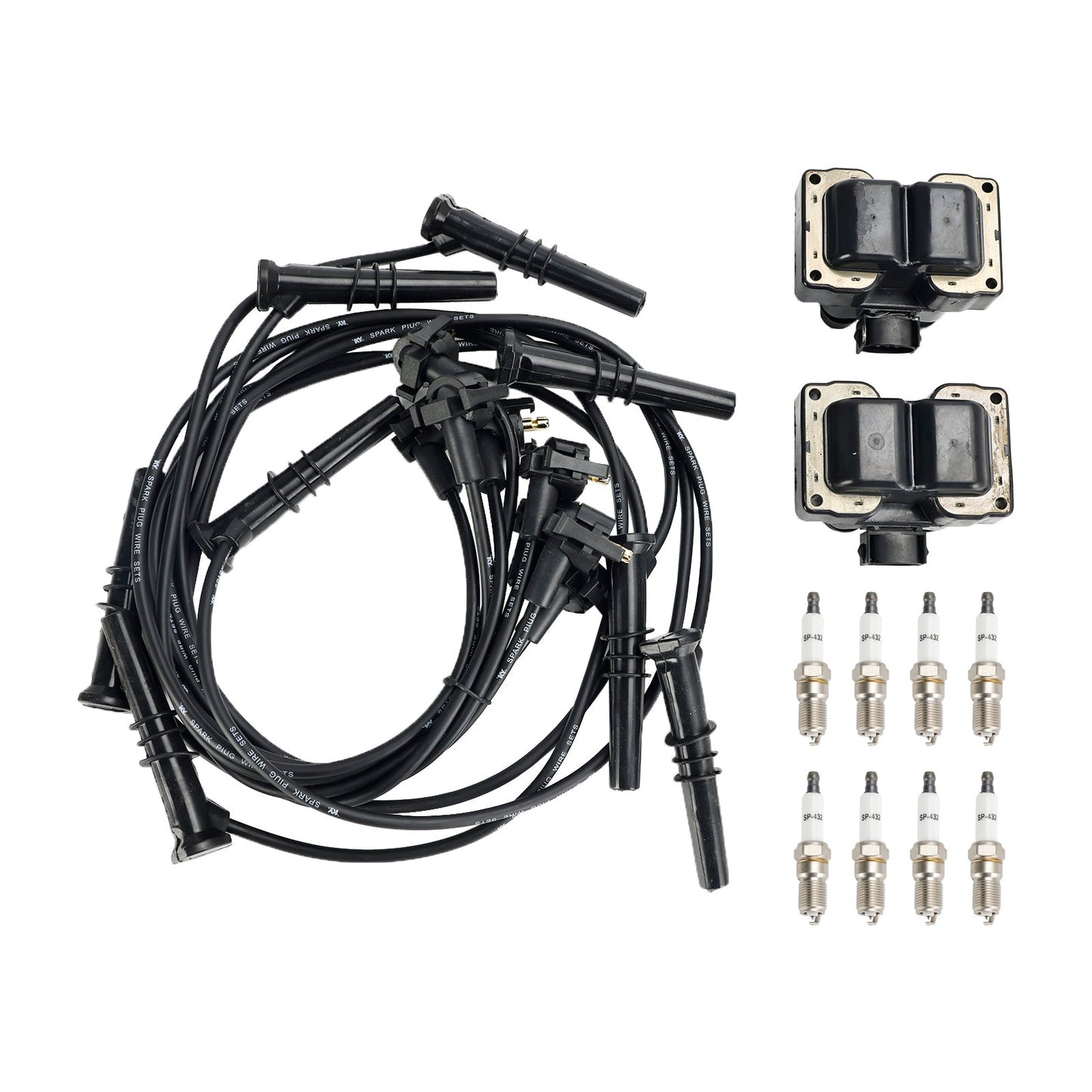 1991-1997 Lincoln Town Car V8 4.6L 2 Ignition Coil Pack 8 Spark Plugs and Wire Set FD487 DG530