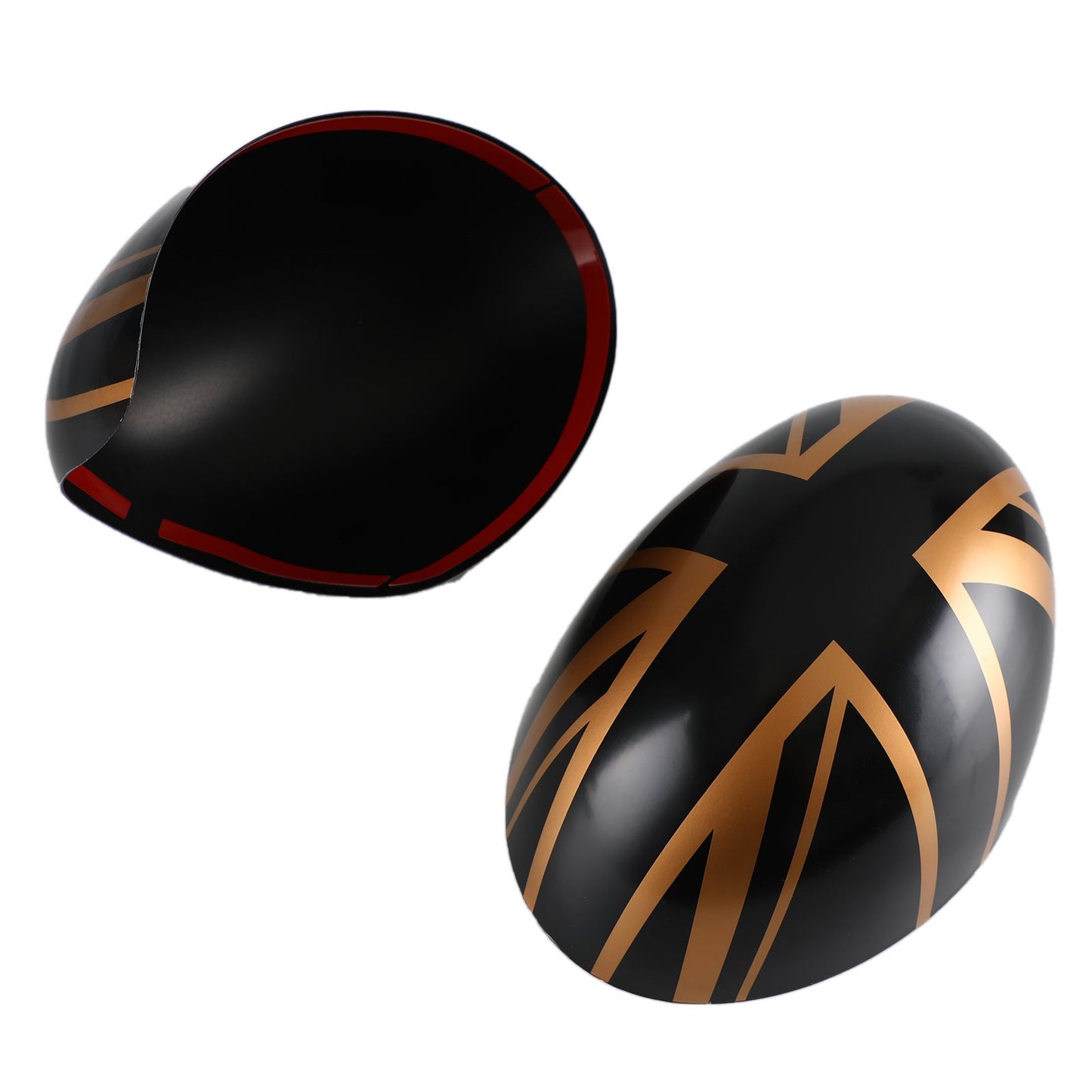 MINI Cooper R55 R56 R57 Black/Gold 2 x  Union Jack UK Flag Mirror Covers