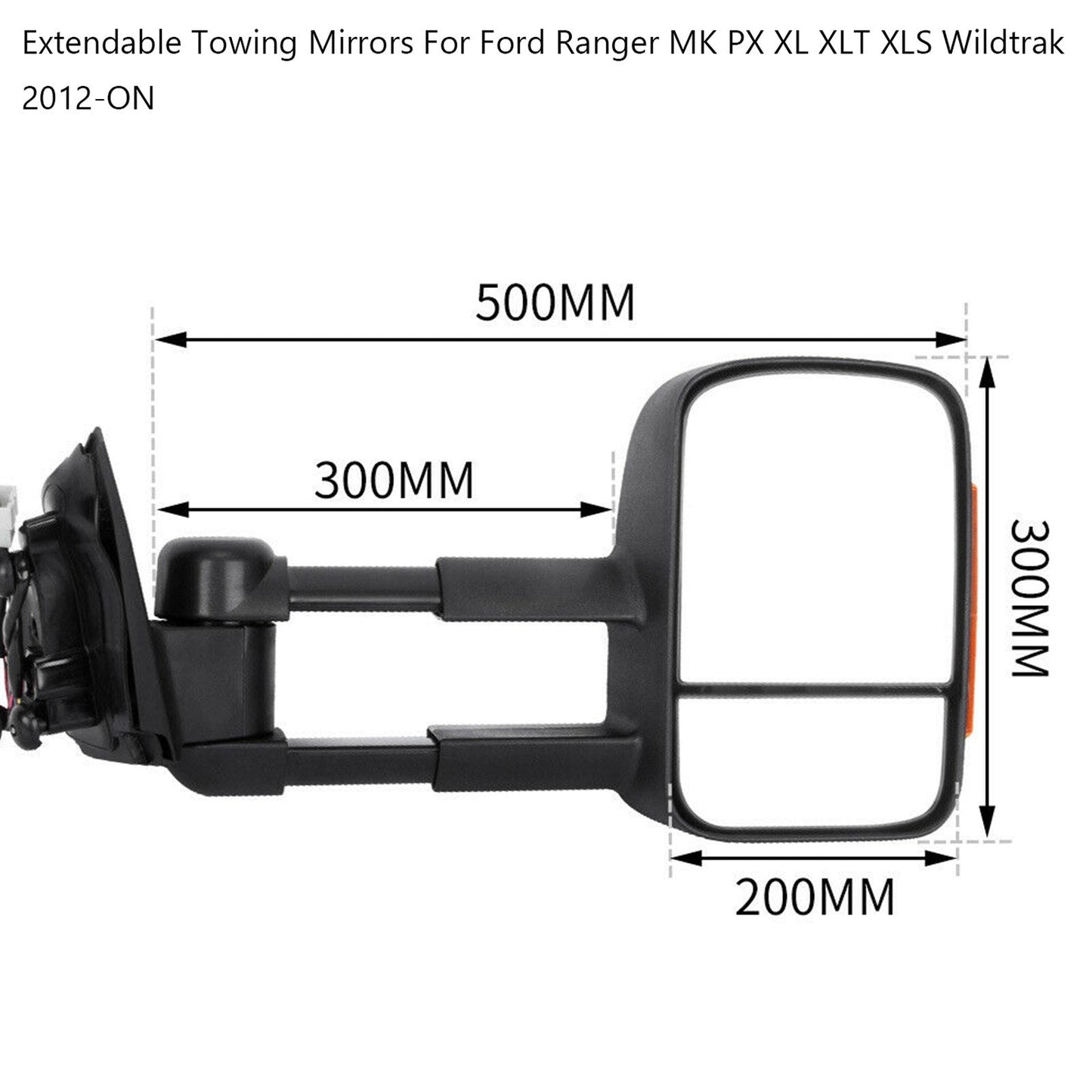 2012+ Ford Ranger MK PX XL XLT XLS Wildtrak Extendable Towing Mirrors