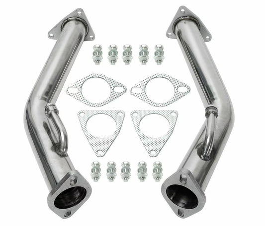 2.5" Exhaust DownPipe Polished Stainless Steel For Nissan 370Z Infiniti G37 Q50 Q60 Test Pipes Champoo