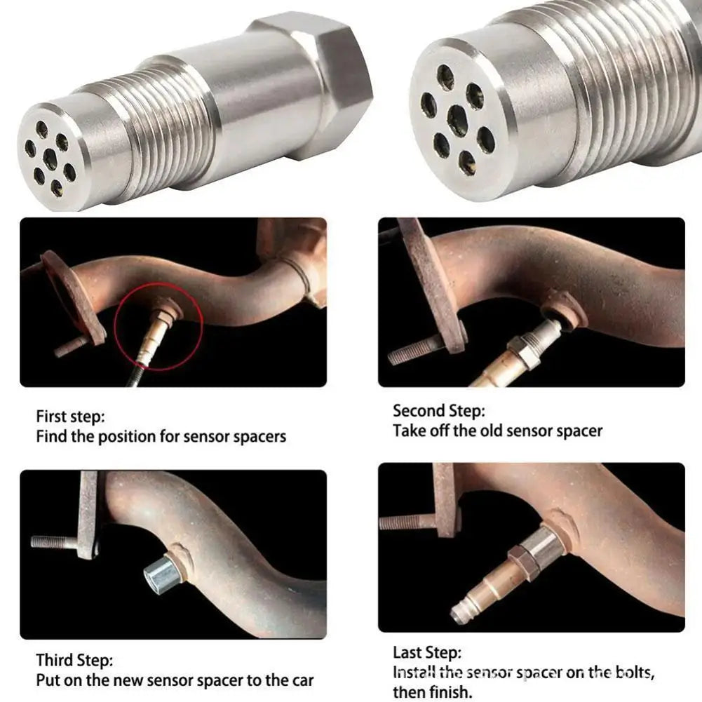 Fix P0420/P0042/P0430 Universal CEL O2 Sensor Adapter Spacer 60MM with Mini CAT