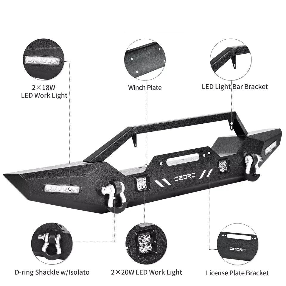 2007-2018 Jeep Wrangler JK Unlimited Front Bumper with LED Light