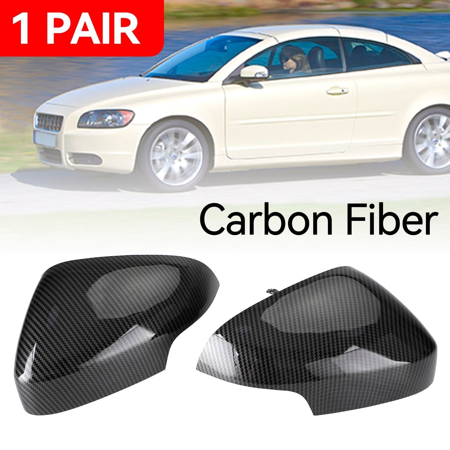 2008-2011 Volvo S80 3.2 Carbon Fiber Rearview Side Mirror Cover Cap 398505339 398505537