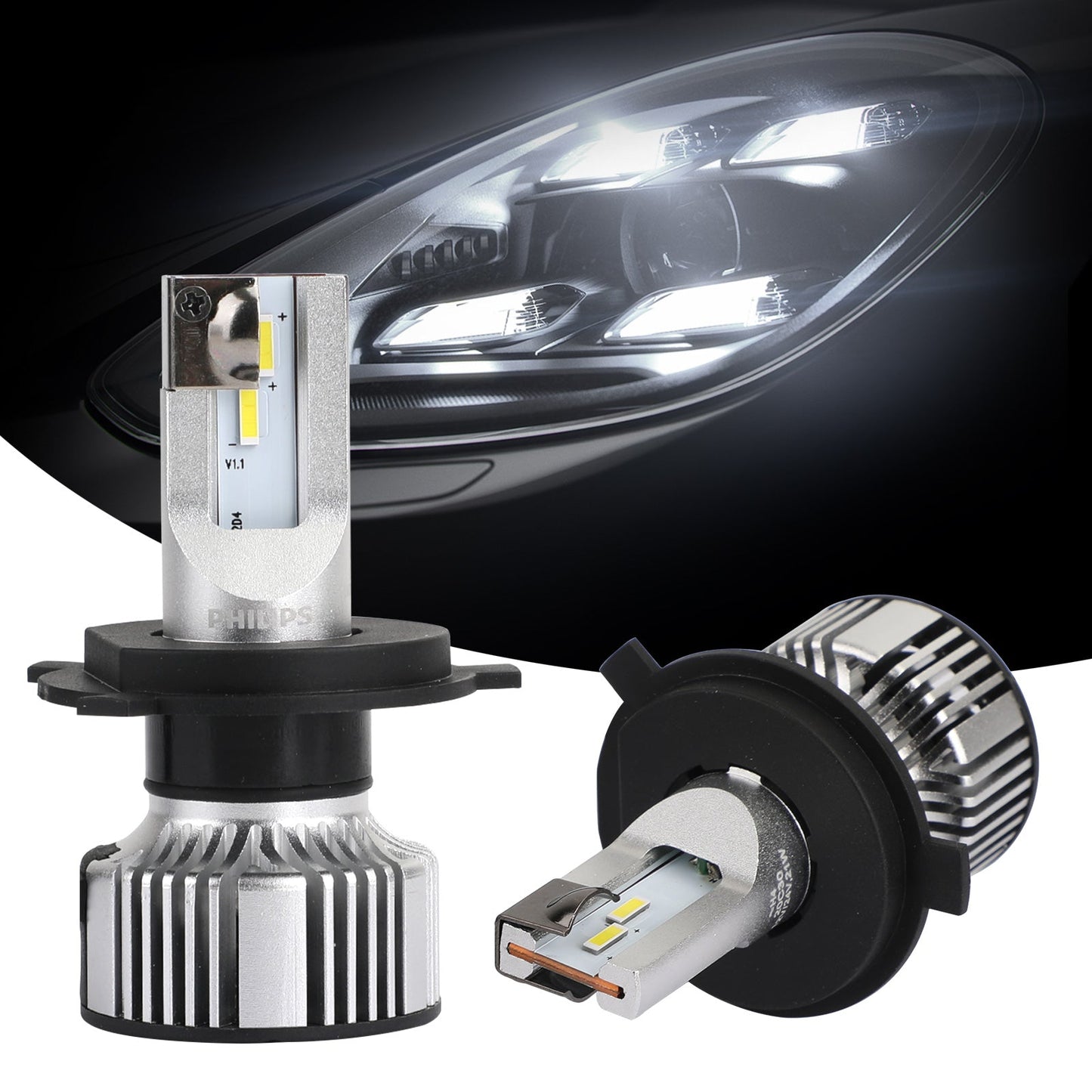 2PCS Philips H4 Led Ultinon Essential Car White Headlight Bulbs 6500K 21W