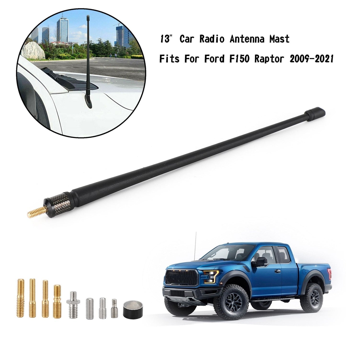 2009-2021 Ford F150 Raptor 13" Car Radio Antenna Mast Fits