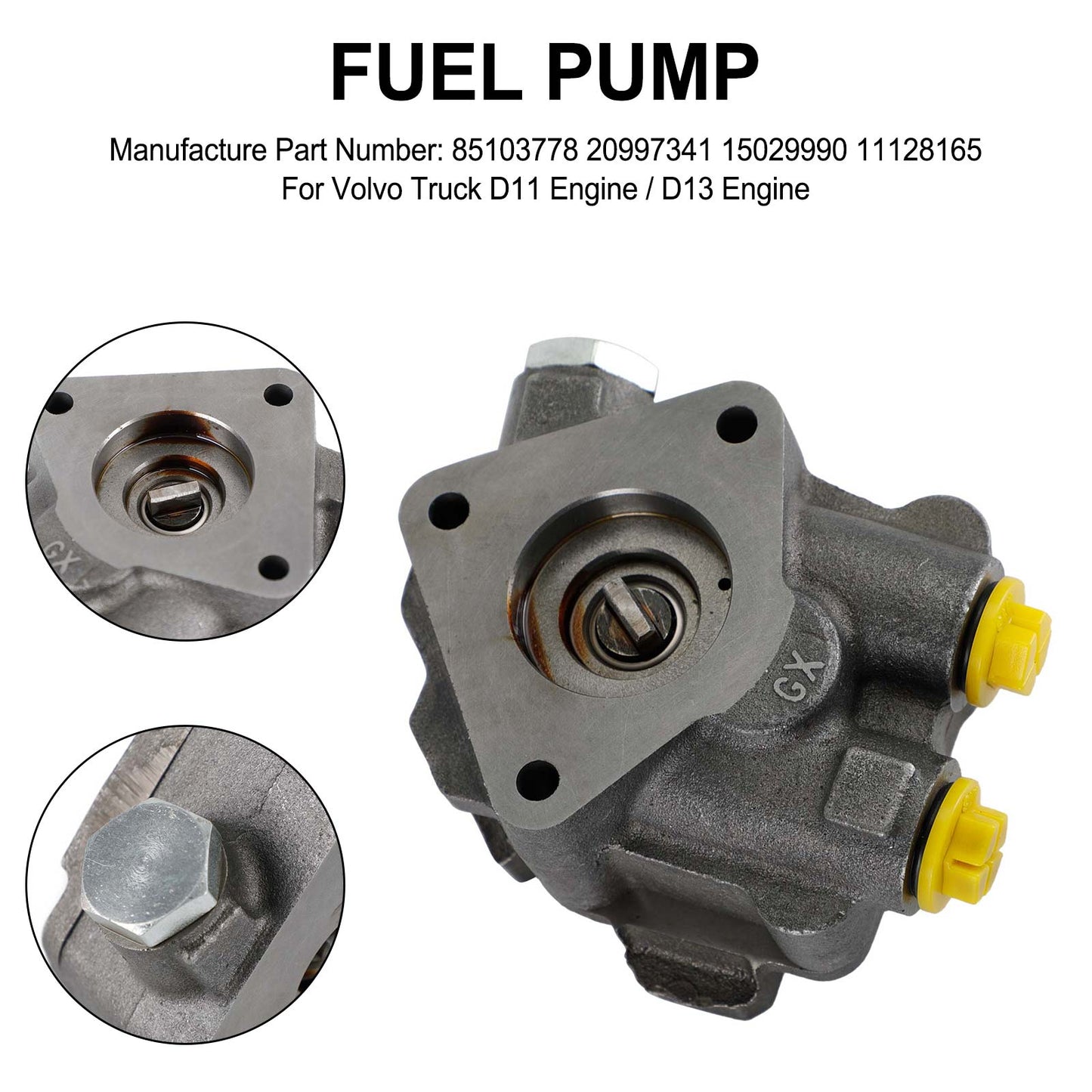 Volvo VN VNL VHD Series D11 D13 D16 Engine 85103778 Fuel Pump 20997341 15029990 11128165